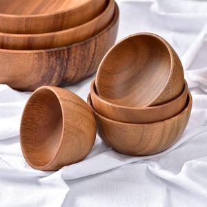 Cuencos de madera de acacia para masa, sopa y ensalada, aperitivos, frutas, arroz, sopa, nueces, cuenco para servir, cuenco de madera para Fideos para niños - Product Image 3