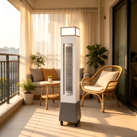 Ventilateur tour vertical sans pales, mobile et silencieux, avec télécommande et lumière, sur base roulante, idéal pour salon, chambre et cuisine