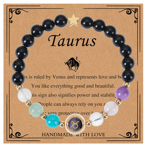 Pulsera <span class=keywords><strong>el</strong></span>ástica de piedras preciosas redondas de obsidiana negra de 8mm al por mayor pulsera de cordón trenzado de piedra arenisca azul cristal curativo para mujer - Product Image 2
