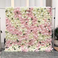 Maßgefertigte Handgemachte Hochzeitsdekoration Muttertag Rosa Große Seidenrosen-Blumenköpfe Blumenwände Hintergrundpaneel 3D-Rollenstoff Künstliche Blumen