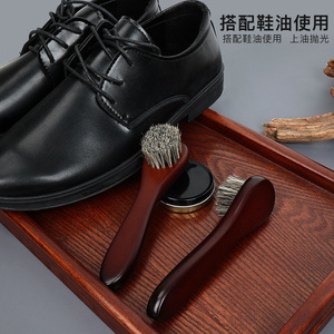 Yinste Horse Hair Shoe <b>Brush</b> Solid Wood For <b>Smooth</b> Leather Polishing Cleaning - Product Image 4