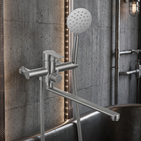 Robinet de douche monocommande en acier inoxydable à montage sur plan, avec mitigeur, design moderne en céramique, finition brossée, garantie 5 ans, pour salle de bain