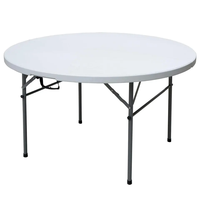 Tables rondes pliantes en plastique HDPE de 72 pouces (6 pieds) de diamètre, blanches, portables, pour événements, fêtes, banquets de mariage