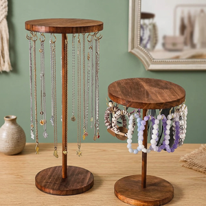 Organisateur de bijoux multi-usages en bois massif Grandview, support de présentation pour colliers, boucles d'oreilles, bracelets, support de rangement de bureau, 10-20L - Product Image 3