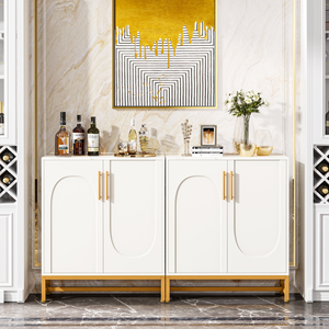 YIFAN <span class=keywords><strong>Buffet</strong></span> moderne de luxe en <span class=keywords><strong>bois</strong></span> <span class=keywords><strong>et</strong></span> <span class=keywords><strong>métal</strong></span> avec dessus en marbre blanc de 59 pouces pour salon <span class=keywords><strong>et</strong></span> salle à manger - Product Image 3