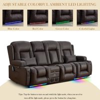Canapé deux places inclinable avec massage et chaleur, console intégrée, pour camping-car, avec USB/stockage/lumière LED/haut-parleur