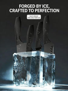 Juego de Cuchillos de Cocina de Acero Inoxidable de 7 Piezas con Bloque y Tijeras con Mango de Plástico Negro - Product Image 2