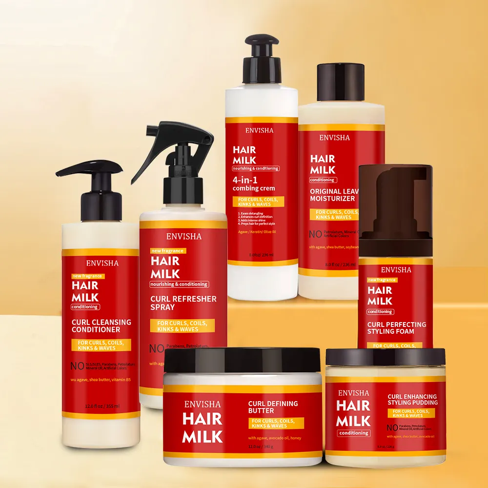 Creme modelador de cabelo afro personalizado, creme de espuma seda shampoo e deixa no condicionador conjunto para mulheres negras cabelos naturais