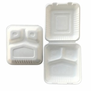 Sinh Thái compostable vỏ sò lấy đi hộp đựng thức ăn 3 ngăn dùng một lần phân hủy sinh học mía bã mía Hộp Ăn Trưa - Product Image 3