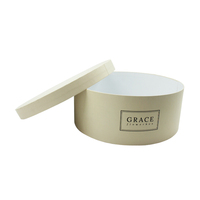 Emballage de luxe avec logo personnalisé Boîte cadeau à chapeau rond en carton rigide avec cylindre en papier beige
