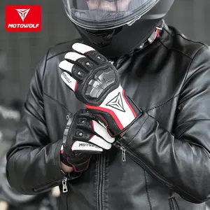 Motowolf luva de motocicleta respirável, bom design, touchscreen, para dirigir, de couro, respirável, para homens