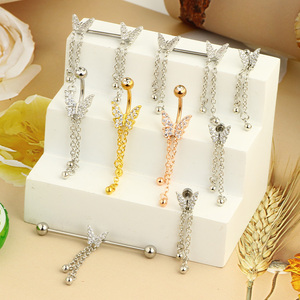 <span class=keywords><strong>Piercing</strong></span> all'ingrosso in acciaio inossidabile a forma di <span class=keywords><strong>farfalla</strong></span>, anelli per <span class=keywords><strong>ombelico</strong></span>, <span class=keywords><strong>piercing</strong></span> per capezzolo, barbell industriali, orecchini per cartilagine, <span class=keywords><strong>piercing</strong></span> per trago - Product Image 4