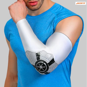 Manchon de compression pour <span class=keywords><strong>bras</strong></span> avec coussinet anti-choc en nid d'abeille pour le coude, idéal pour la course, le basketball, l'exercice, le fitness, le cyclisme et la protection sportive - Product Image 2