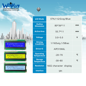 1602 nhân vật STN(Y-G/Xám/Xanh) Màn hình <span class=keywords><strong>LCD</strong></span> đơn sắc tiêu thụ điện năng thấp phản ứng nhanh WK-HSM1602A mô-đun afficher - Product Image 3