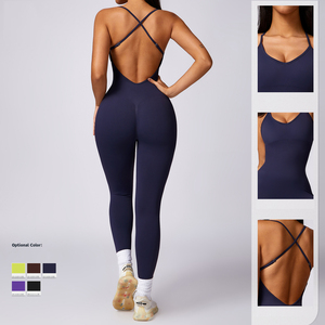 Venta caliente de las mujeres monos deportivos mameluco de alta calidad Slim Fit mono de una pieza con logotipo personalizado al por mayor - Product Image 3