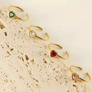 18K Gold Women's Stainless Steel <b>Titanium</b> Steel Fashion Jewelry <b>Rings</b> Colorful Heart-Shaped Flower Design for Parties Children - Product Image 3