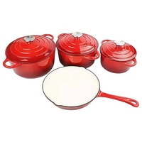 Pour ragoûts, friture de poulet croustillant, cuisson de pains de mie, ensemble de 4 ustensiles de cuisson en fonte émaillée pour la cuisine domestique