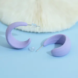 Lacquer Striped C-ring Stud Earrings Clip on Earrings Cute Candy Colorful Dome Hoop Earrings Fashion Jeweries Wholesale