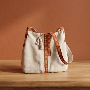 Bolsa de Mano de Lona de Algodón Acolchada, Bolsa de Compras a Rayas para la Playa, con Bolsillo Frontal para Viajes y Uso Diario - Product Image 3