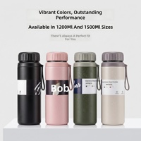 Botol Air Terisolasi Stainless Steel 316 dengan Tali Pengikat, Tutup Sekrup Anti Bocor, Termos untuk Berkemah dan Mendaki Gunung