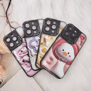 Novo 3D Sense IMD Impressão Soft TPU Lens Protective Cases Cute Cartoon Custom Pattern Phone Case Para Iphone X Xr 13 14 15 Pro Max