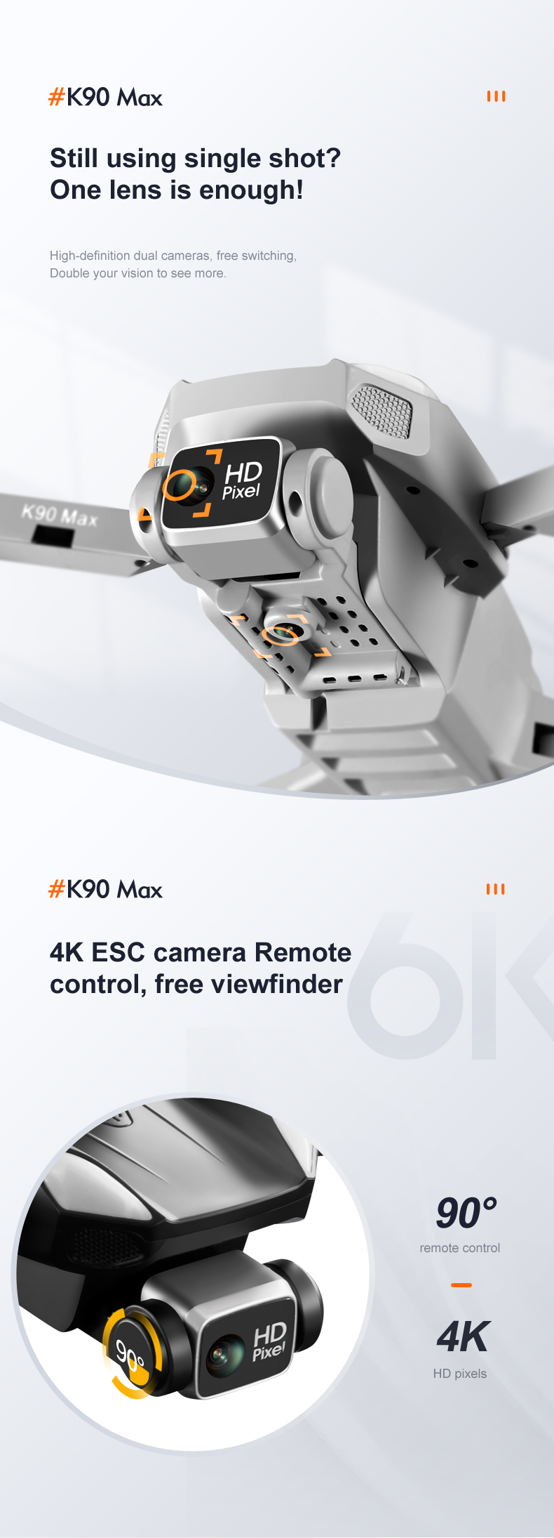 K90 Max drone, #K90 Max Still using single shot? One lens is enoughl High-definition