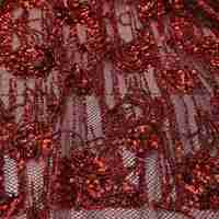 Tissu texturé doux et délicat 100% polyester avec paillettes rouges - Robe de mariée pour filles