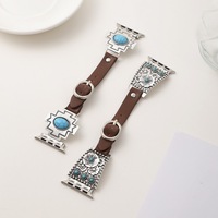 Bracelet de montre intelligente en cuir turquoise rétro, confortable, avec boucle à ardillon, 233 mm, pour articles de luxe