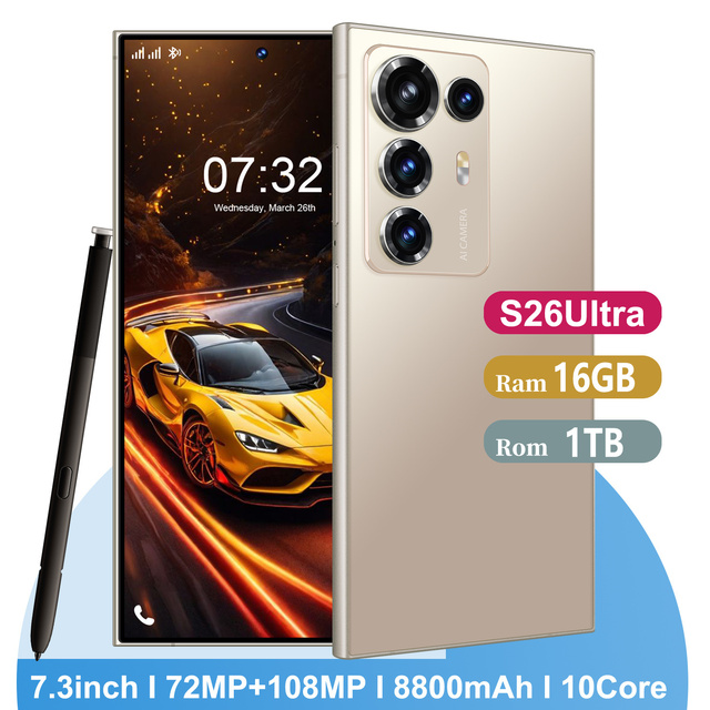 S26 Ultra 16GB+1TB 5G Smartphone S-Pen Big Screen Global Version Hot Selling Android 15 Unlocked S26 Ultra Mobile Phone