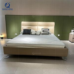 Lusso nordico minimalista pelle bianca finta struttura del <span class=keywords><strong>letto</strong></span> 200x200 quadrato schienale alto europeo legno intagliato buon <span class=keywords><strong>letto</strong></span> imbottito <span class=keywords><strong>letto</strong></span> - Product Image 2