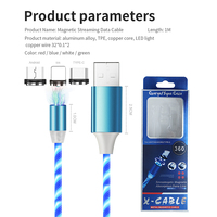 Câble de charge micro USB multifonction 3 en 1, LED lumineux, conducteur en cuivre magnétique, compatible Android/tablette, métal en vrac, IOS