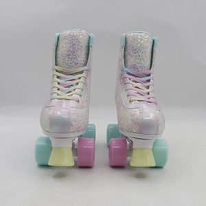 <span class=keywords><strong>Pattini</strong></span> a rotelle Vintage firmati punti <span class=keywords><strong>argento</strong></span> metallizzati e accenti di pizzo arcobaleno - Product Image 2