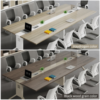 Table de réunion contemporaine en mélamine, ensemble de bureau de conférence moderne, grande table de réunion de bureau, mobilier de bureau avec prises électriques