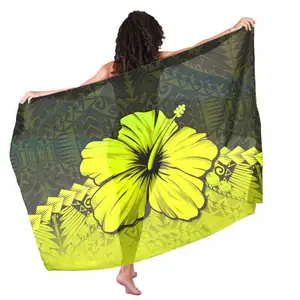 Custom Polynesian Sarong Printed Hibiscus Florals Pattern Sexy Womens Plus Size Sarong Swimsuit Cover Up Beach Wear Bikini Wrap