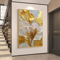 Peinture à l'huile sur toile avec feuille d'or, décoration murale 3D, vente en gros, art mural tridimensionnel, dessin à la main, décoration minimaliste