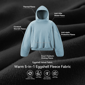 QUICKSHOW Streetwear Mock Neck <span class=keywords><strong>Patchwork</strong></span> Sweat à capuche doublé polaire Baggy Sleeve Designer Hoodie Heavy Boxy Cropped Hoodie - Product Image 3