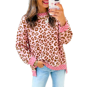 Nuovo Maglione Casual da Donna Autunno 2026, Collo Tondo, Stampa Leopardata e a Pois, Colorblock, Stampa Digitale, Vestibilità Ampia - Product Image 4