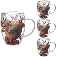 Tasse à café en verre à double paroi avec poignée, style chinois, transparente, pour cappuccino, thé, expresso, boissons chaudes, cadeau