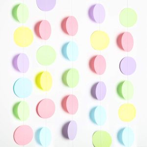 Guirlandes de fleurs en papier colorées de 2m et 4m pour décorations de fête d'anniversaire, de Saint-Valentin et de remise de diplôme, guirlandes à tirer à motifs étoiles et pois - Product Image 1
