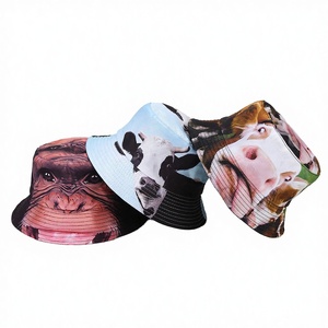 Sombreros de Pescador Unisex para Todas las Estaciones, Casuales, Reversibles, Resistentes al Viento, con Botones, de Algodón y Poliéster, con Estampado Digital de Animales - Product Image 3