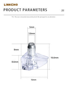 أجهزة الأثاث ، مسامير بلاستيكية شفافة ، أرفف معدنية زجاجية ، حاملات أرفف بأقواس ، دبابيس للخزانة - Product Image 5