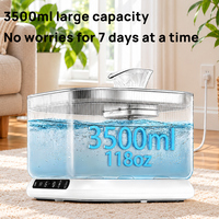 Fontaine à eau pour chat à faible bruit, moins de 28 dB, distributeur d'eau sans fil pour animaux de compagnie de 3,5 L avec détection de mouvement et indicateur LED
