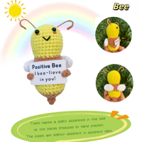 Énergie positive abeille câlin poche Mini laine tricot poupée à la main en peluche Art déco mobile maison chambre décoration porte-carte