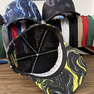 Casquette de golf personnalisée jaune fluo camouflage, motif tourbillon liquide, impression numérique imperméable, 5 panneaux, perforations laser, respirante, visière incurvée, Gorras - Product Image 6
