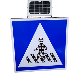 Señal de Tráfico Peatonal LED Solar de Aluminio Personalizada con Luces Intermitentes Amarillas y Blancas - Product Image 1