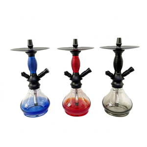 Cachimba de lujo al por mayor con logotipo personalizado, de vidrio esmerilado y acero inoxidable, tamaño mediano, con set de vástago para KTV y caja de regalo para bar. - Product Image 1