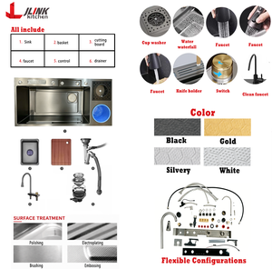 Lavello da Cucina Tutto-<span class=keywords><strong>in</strong></span>-Uno <span class=keywords><strong>in</strong></span> <span class=keywords><strong>Acciaio</strong></span> Inox con Vasca Singola e Rubinetto a Cascata Estraibile per Installazione Scarico, Tendenza TikTok - Product Image 2