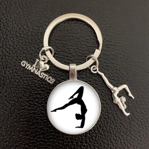 Hot Sale Custom Metal Carabiner Keychain I for Love Gymnastics Time Gem Pendant Cute Cartoon Glass Keychain - Product Image 2