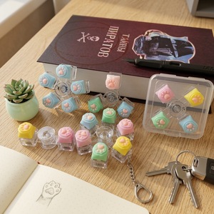 3 touches individuelles en plastique, détachables, à pression lumineuse, en forme de patte de chat, style Macaron, pour clavier mécanique, anti-stress, avec fonction pendentif - Product Image 1