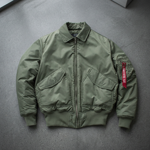 OEM Custom CWU 45P Stand Collar Winter Waterproof Windproof Casual Loose Fit Ribbons Plain Dyed Zipper <b>Pilot</b> Flight MA2 Bomber - Product Image 3